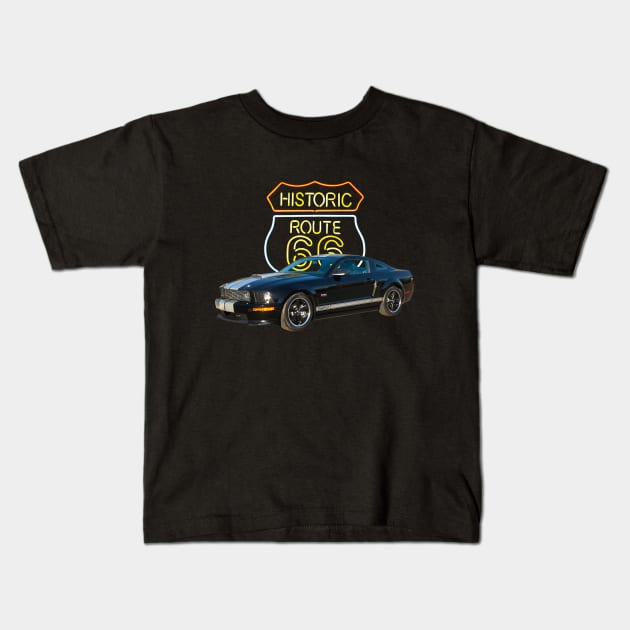 2007 Shelby GT Mustang in our route 66 series on back Kids T-Shirt by Permages LLC